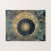 Celestial Gold Sun Mandala Spiritueel Sterren Gala Legpuzzel (Horizontaal)