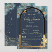Celestial Gold Sun Moon Gold Glitter Baby shower Kaart (Voorkant / Achterkant)