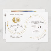 Celestial Gold Sun & Moon Monogram Crest QR Code Kaart (Voorkant / Achterkant)