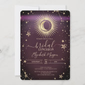 Celestial Gold Sun Moon Stars Luncheon Burgundy Kaart (Voorkant)
