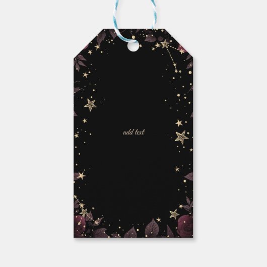 Celestial Gold Sun, Moon, Stars Rozen Night Sky Cadeaulabel (Achterkant)