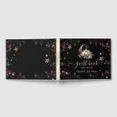 Celestial Gold Sun, Moon, Stars Rozen Night Sky Gastenboek (Volledig)