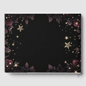 Celestial Gold Sun, Moon, Stars Rozen Night Sky Gastenboek (Achterkant)