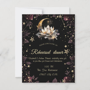 Celestial Gold Sun, Moon, Stars Rozen Night Sky Kaart