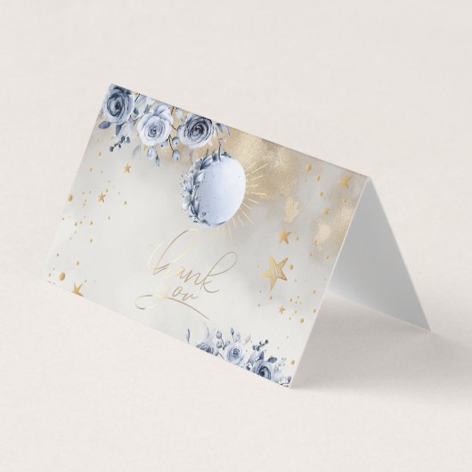 Celestial Gold Sun Moon Stars Rozen Night Sky Visitekaartje (Voorkant)