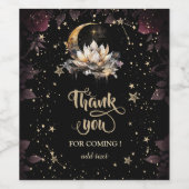 Celestial Gold Sun, Moon, Stars Rozen Night Sky Wijn Etiket (Enkel label)