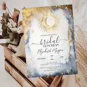 Celestial Gold Sun, Moon, Stars Waterverf Bridal Kaart
