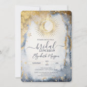 Celestial Gold Sun, Moon, Stars Waterverf Bridal Kaart (Voorkant)