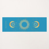 Celestial Gold Sun Moon Turquoise Yogamat (Achterkant (horizontaal))