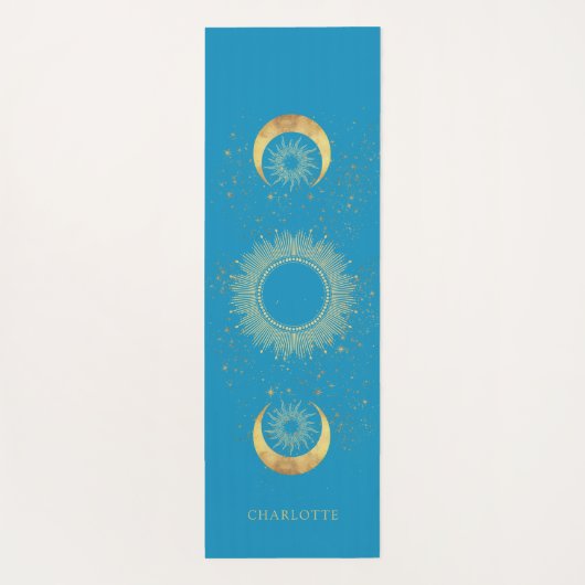 Celestial Gold Sun Moon Turquoise Yogamat (Achterkant)