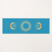 Celestial Gold Sun Moon Turquoise Yogamat (Voorkant (horizontaal))