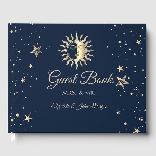 Celestial Gold Sun Stars Gastenboek (Voorkant)