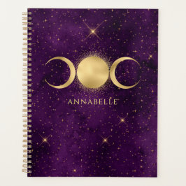 Celestial Gold Triple Moon Paars gepersonaliseerd Planner