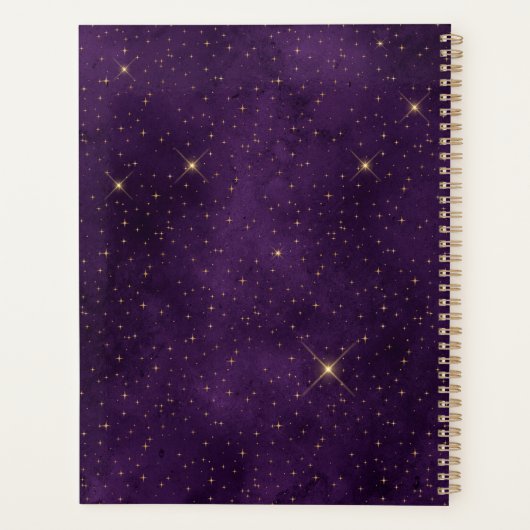 Celestial Gold Triple Moon Paars gepersonaliseerd Planner (Achterkant)