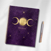 Celestial Gold Triple Moon Paars Monogram Planner