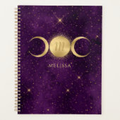 Celestial Gold Triple Moon Paars Monogram Planner (Voorkant)