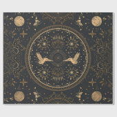Celestial Gold Wrapping Paper – Gothic Luxe Starry Cadeaupapier (Vlak)