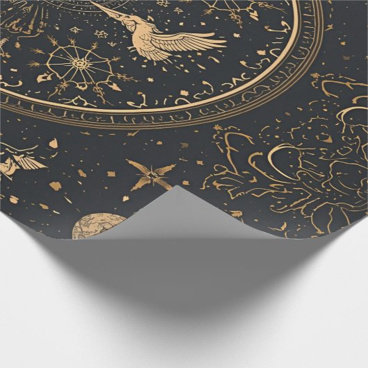 Celestial Gold Wrapping Paper – Gothic Luxe Starry Cadeaupapier (Hoek)