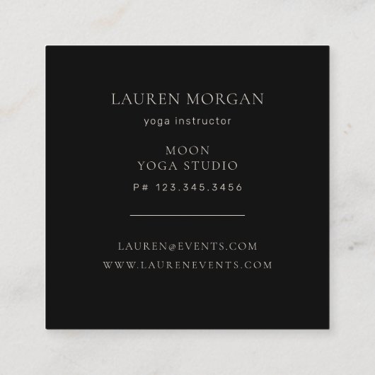 Celestial Golden Moon Luxe Vierkante Visitekaartje (Achterkant)