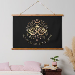 Celestial Golden Moth Hanging Tapestry Hangend Wandkleed