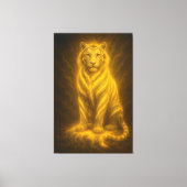 Celestial Golden Seated White Tiger – Divine Aura Canvas Afdruk (Voorkant)