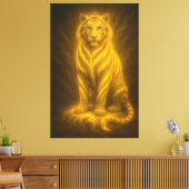 Celestial Golden Seated White Tiger – Divine Aura  Canvas Afdruk (Insitu (Woonkamer))