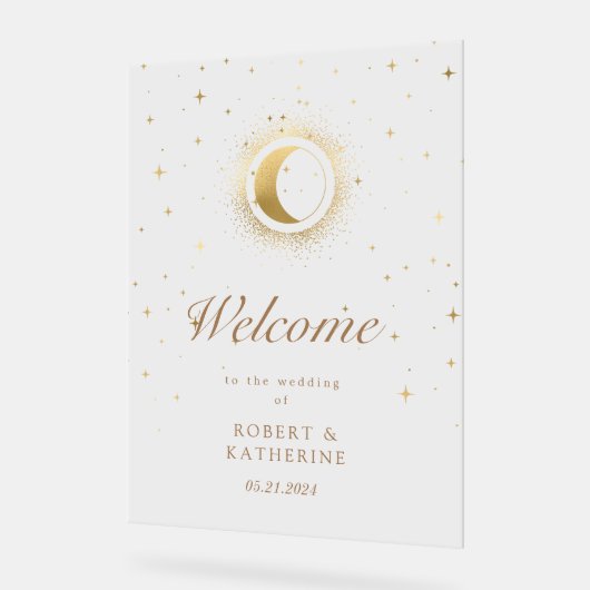 Celestial Golden Stars Moon Acryl Bord (Hoek)