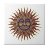 Celestial Golden Sun Face Tegeltje (Voorkant)