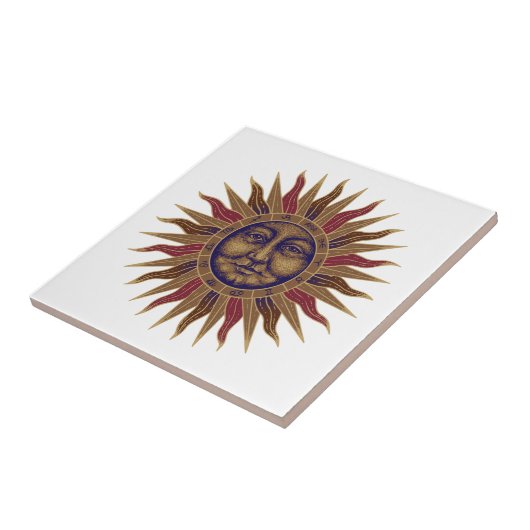 Celestial Golden Sun Face Tegeltje (Zijkant)