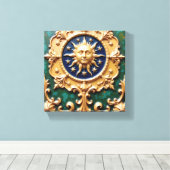 Celestial Golden Sun Plaque Canvas Afdruk (Insitu (Houten vloer))