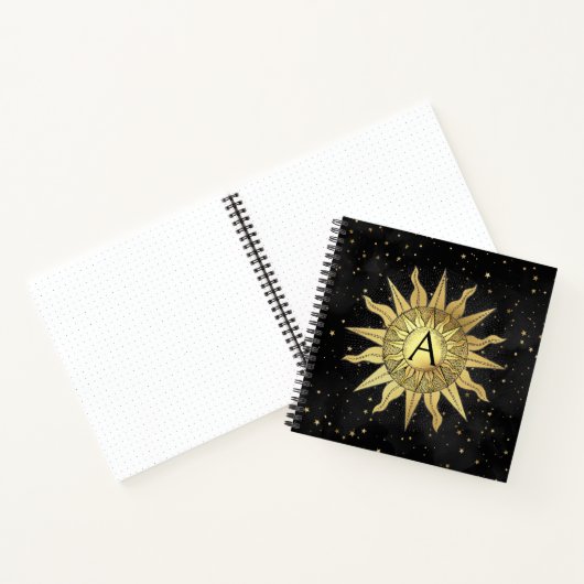 Celestial Golden Sun Spiral Notitieboek (Binnen)