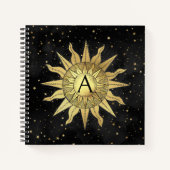 Celestial Golden Sun Spiral Notitieboek (Voorkant)