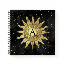 Celestial Golden Sun Spiral Notitieboek