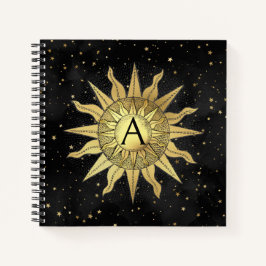 Celestial Golden Sun Spiral Notitieboek