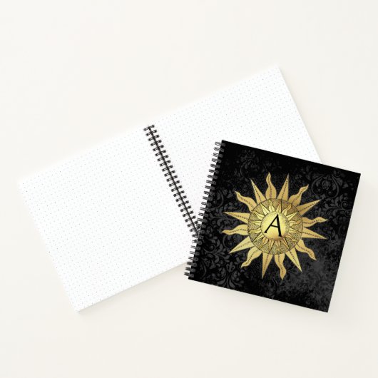 Celestial Golden Sun Spiral Notitieboek (Binnen)
