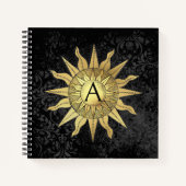 Celestial Golden Sun Spiral Notitieboek (Voorkant)