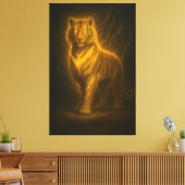 Celestial Golden Tiger – Divine Fire Aura Art Pain Canvas Afdruk (Insitu (Woonkamer))
