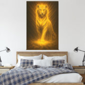 Celestial Golden White Tiger – Ascending Divine Au Canvas Afdruk (Insitu (Slaapkamer))