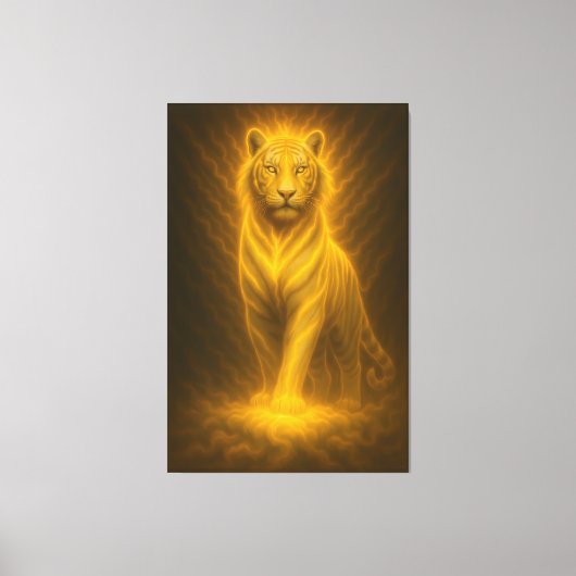 Celestial Golden White Tiger – Ascending Divine Au Canvas Afdruk (Voorkant)