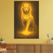 Celestial Golden White Tiger – Ascending Divine Au Canvas Afdruk (Insitu (Woonkamer))