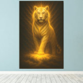 Celestial Golden White Tiger – Divine Gaze Luminou Canvas Afdruk (Insitu (Houten vloer))