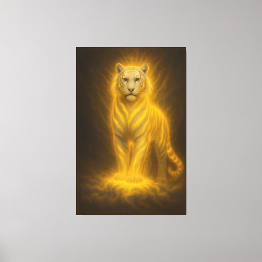 Celestial Golden White Tiger – Radiant Divine Powe Canvas Afdruk (Voorkant)