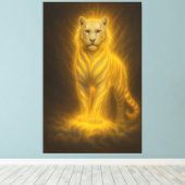 Celestial Golden White Tiger – Radiant Divine Powe Canvas Afdruk (Insitu (Houten vloer))