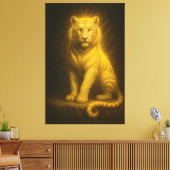 Celestial Golden White Tiger – Radiant Throne Aura Canvas Afdruk (Insitu (Woonkamer))