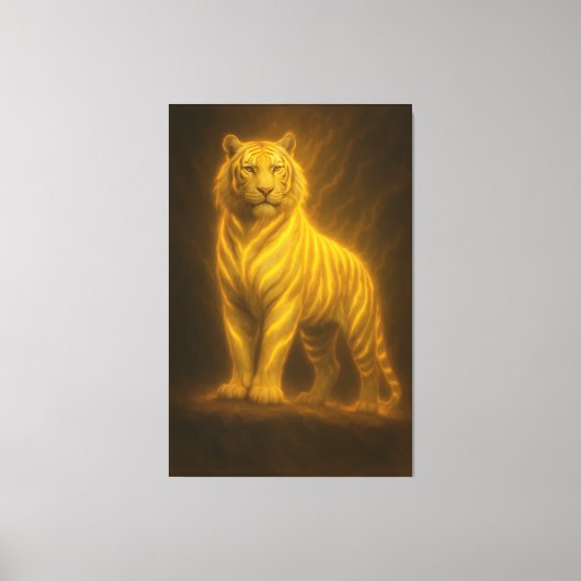 Celestial Golden White Tiger – Royal Divine Light Canvas Afdruk (Voorkant)