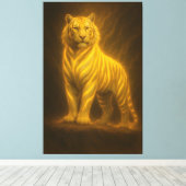 Celestial Golden White Tiger – Royal Divine Light Canvas Afdruk (Insitu (Houten vloer))