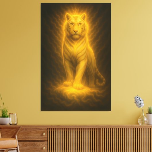 Celestial Golden White Tiger – Supreme Radiant Pow Canvas Afdruk (Insitu (Woonkamer))