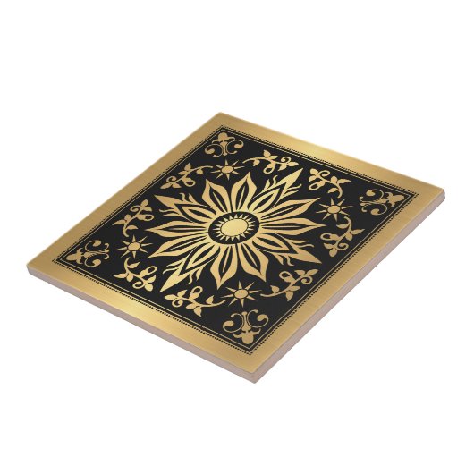 Celestial Gothic Black an Gold Solar Tegeltje (Zijkant)