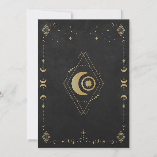 Celestial Gothic Black and Gold Save the Date Card (Achterkant)