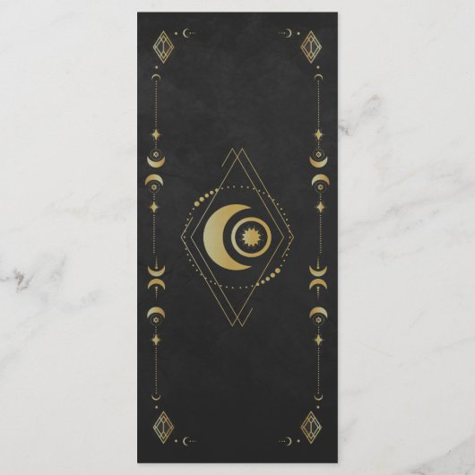 Celestial Gothic Black and Gold Wedding Menu Card (Achterkant)
